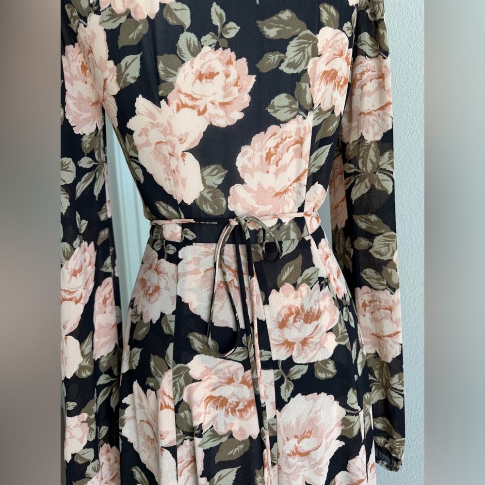 Reformation Black Maxi Dress with Pink Floral Print - Picture 4 of 11